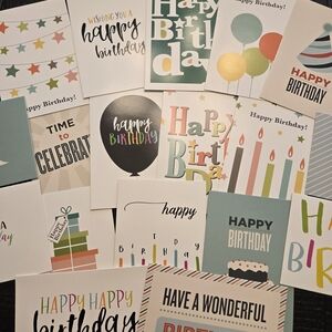 139 Assorted Happy Birthday Card Set Envelopes Incl - Pastel Multi (Unbranded)
